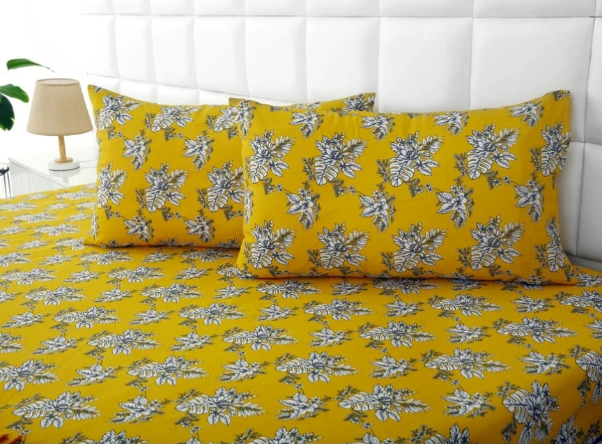 Fitted Bed Sheet-Mustard Garden