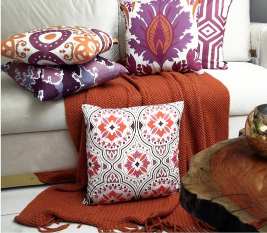 4 PCs Digital Printed Cotton Cushions-Spring Slumber
