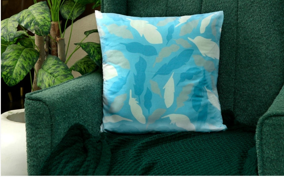 4 PCs Digital Printed Cotton Cushions-Ocean Blue
