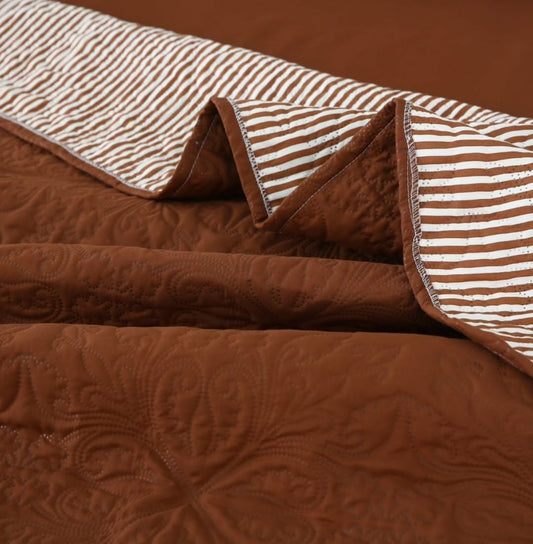 6 piece Dyed Bed spread set_brown