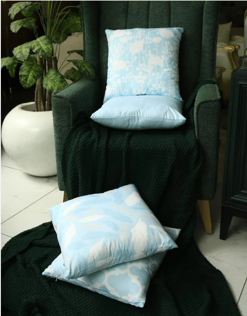 4 PCs Digital Printed Cotton Cushions-Ocean Blue