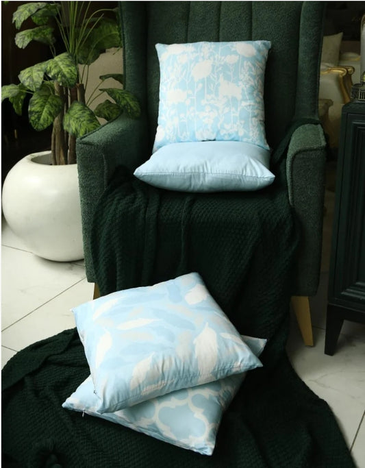 4 PCs Digital Printed Cotton Cushions-Ocean Blue