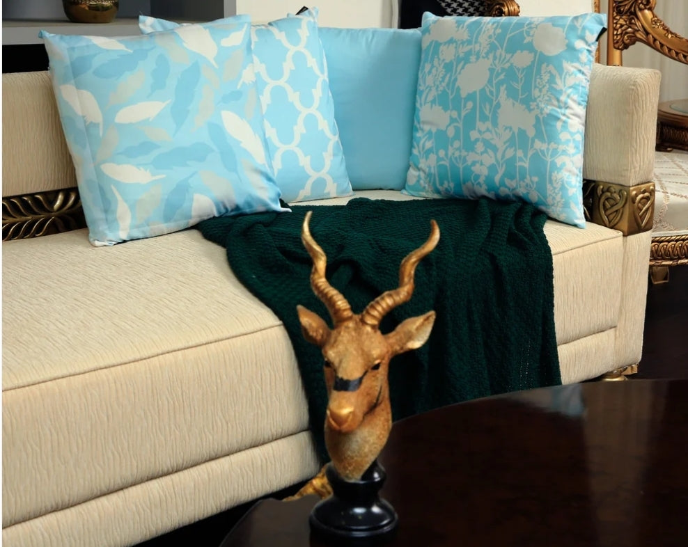 4 PCs Digital Printed Cotton Cushions-Ocean Blue