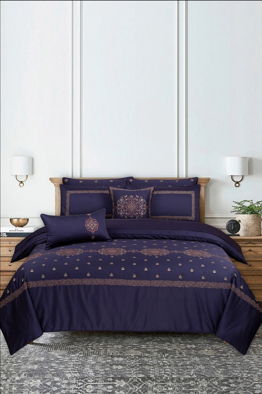 Smoke T-400 Embroidered Quilt Cover Set