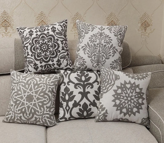Digital print cushions Assorted 5 pCS_Grey Geomatric
